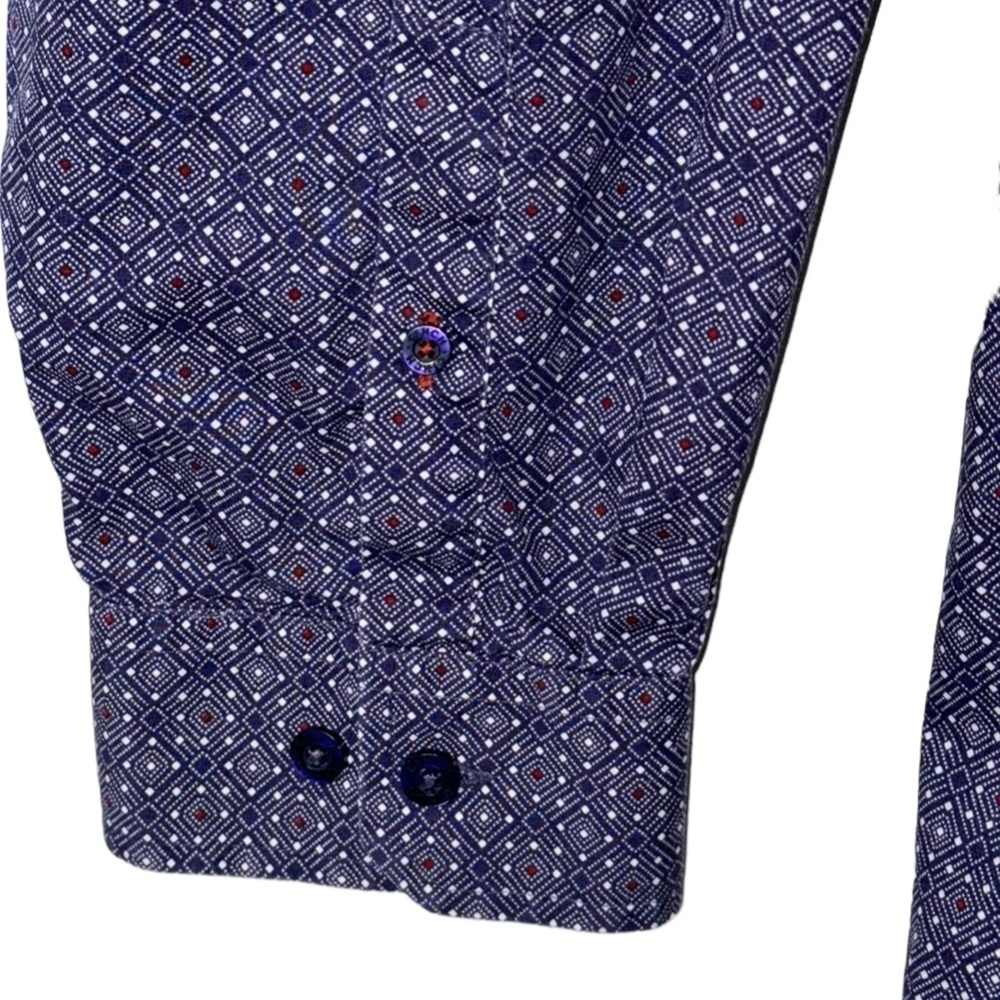Cinch Blueish Purple/Red/White Print Cotton Long Sleeve Button Down Shirt XXL - Picture 4 of 9